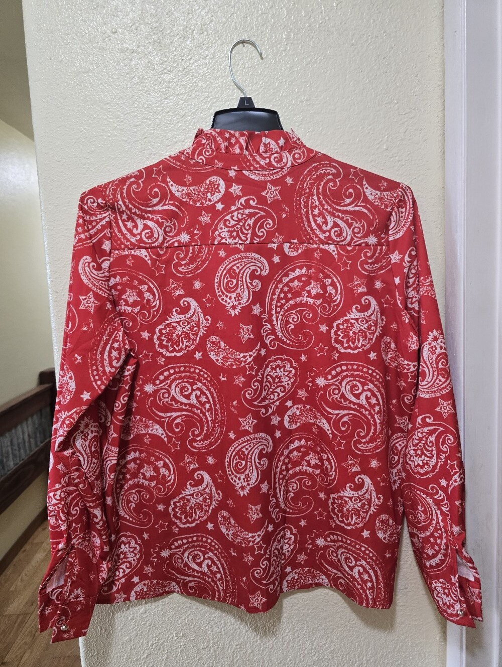 Red Paisley Ruffle Button-Front Blouse - Picture 2 of 2